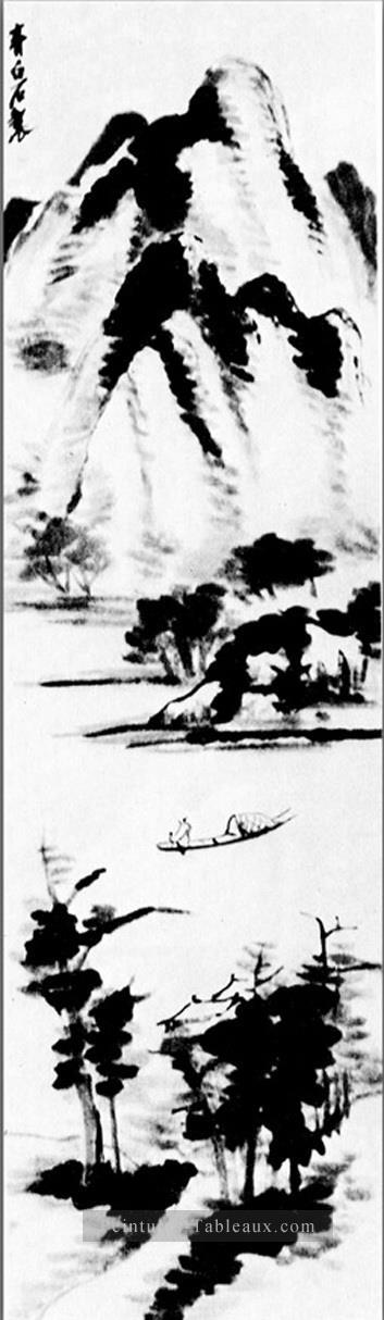 Qi Baishi solitaire bateau ancienne Chine à l’encre Peintures à l'huile